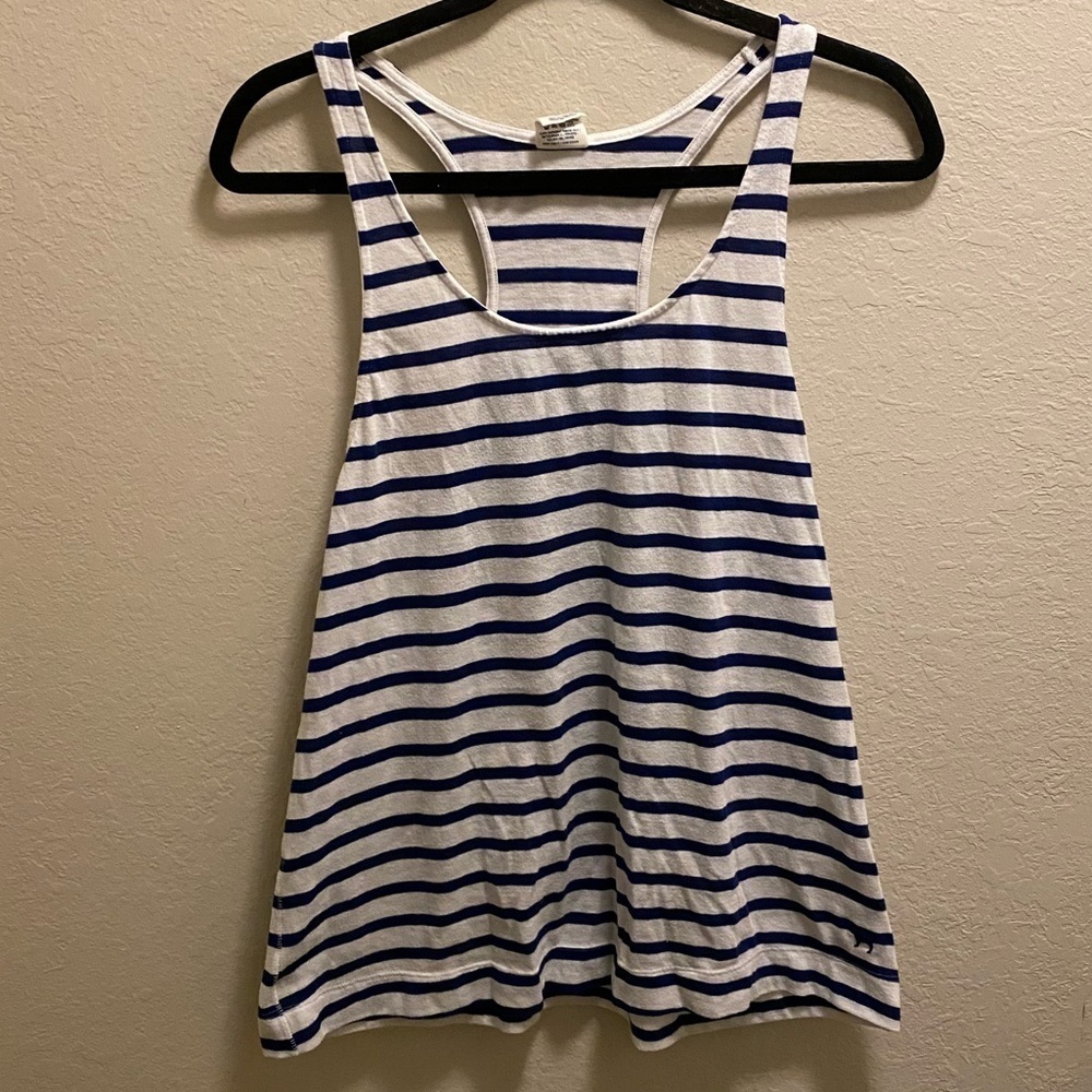 Victoria’s Secret Pink white and blue striped tank top